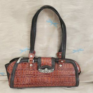 Vintage M. C. Marc Chantal Handbag Brown Alligator Print Baguette (Taxa shape).